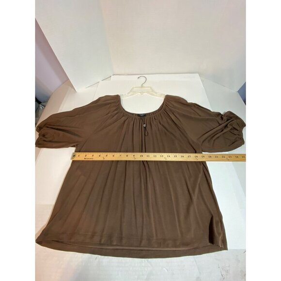 Talbot's Brown Knit Flowy Blouse Balloon Sleeve Scoop Neck Women's Small NWOT - Picture 7 of 9